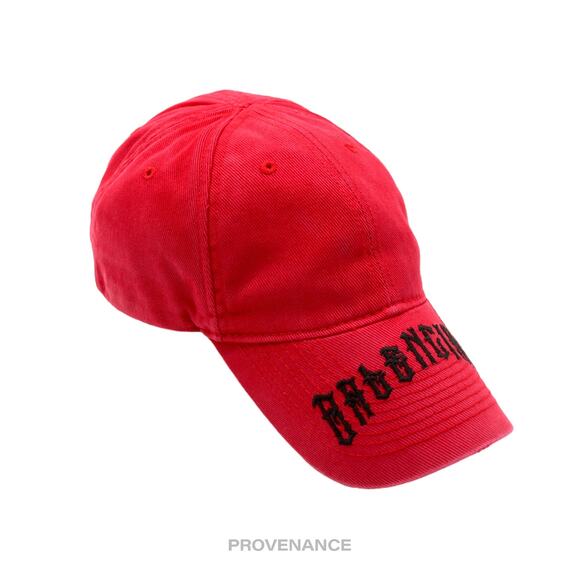 🔴 Balenciaga Tattoo Embroidered Logo Cap - Red - Picture 3 of 11